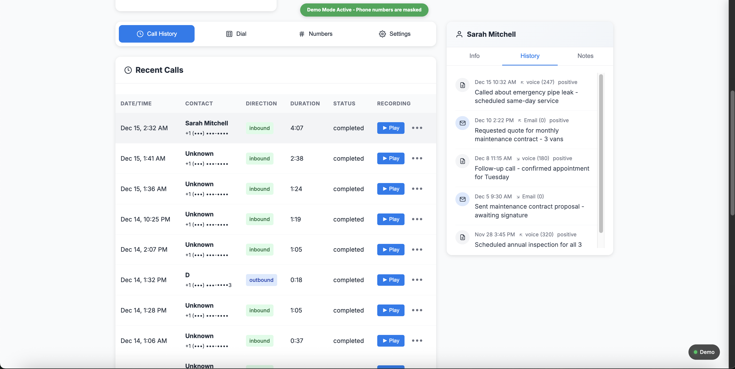 CRM Interaction History